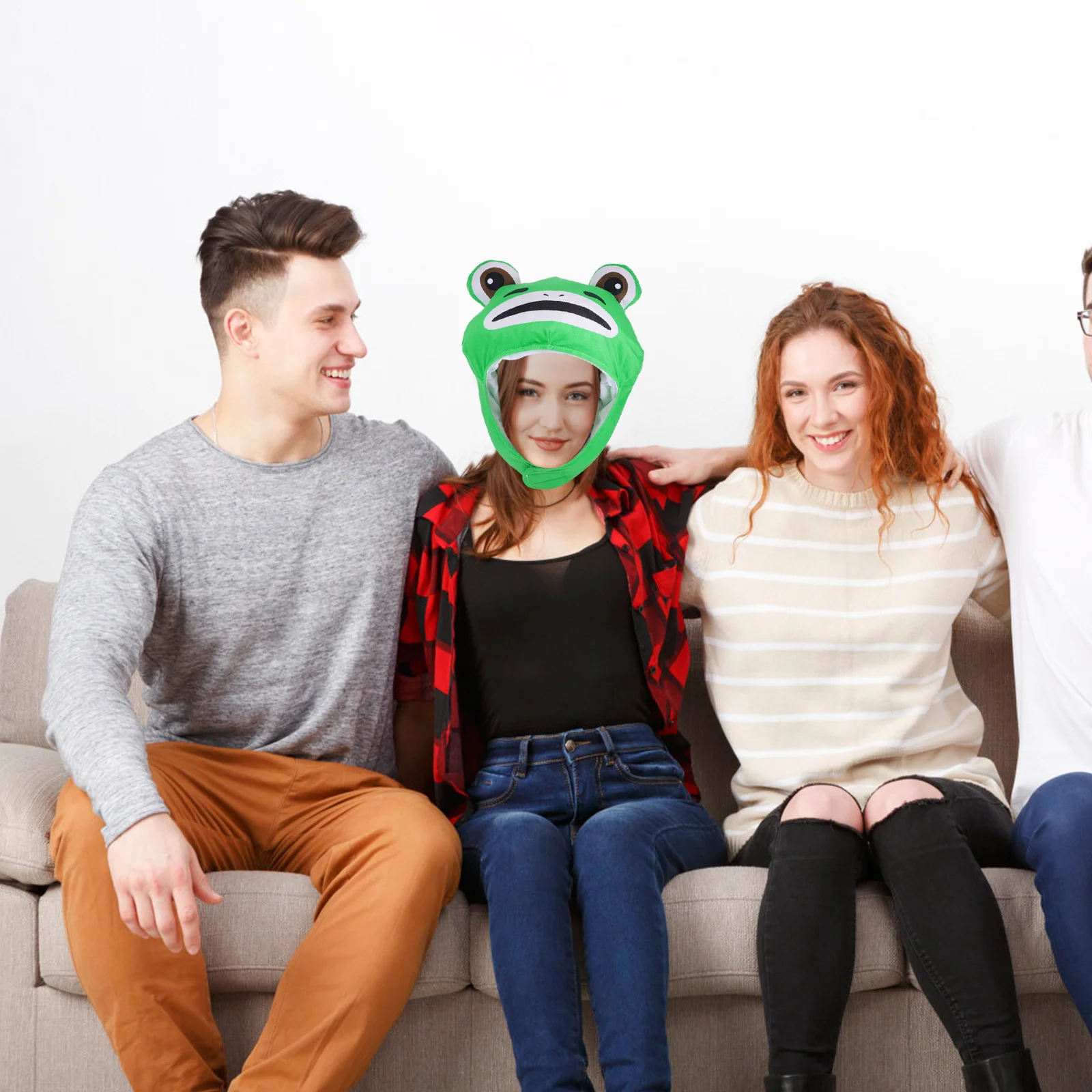 Cute Cartoon Frog Head Hat Adjustable Size for Adults Photography Performance Funny Dress Up Frog Costume