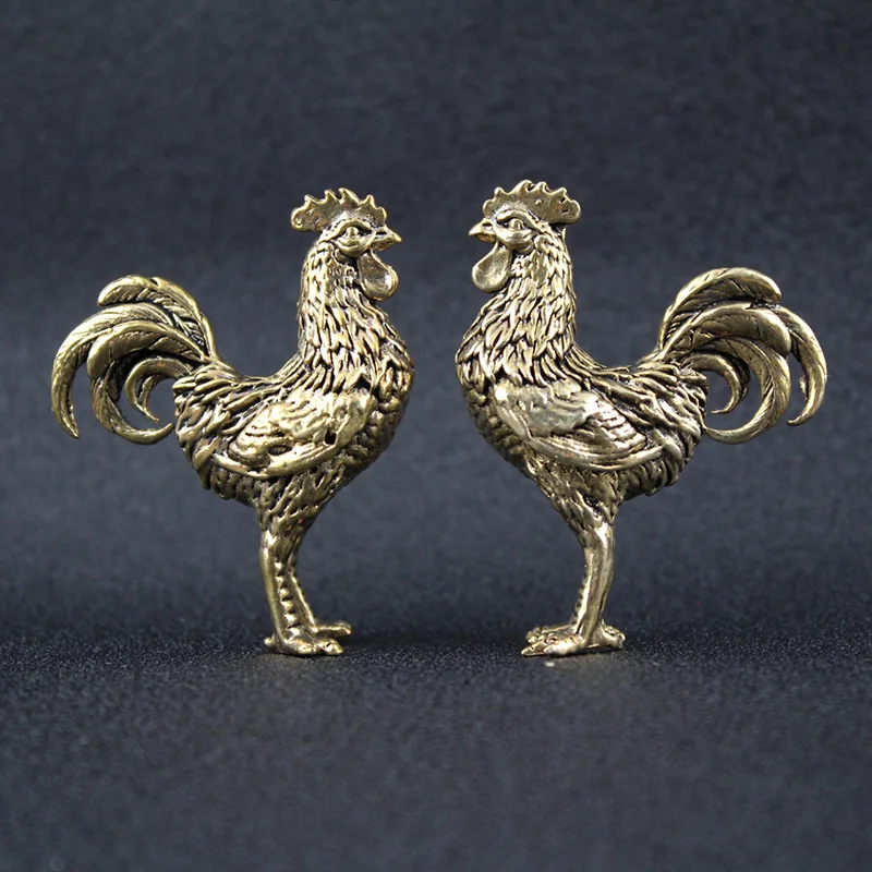 1/2Pcs Golden Rooster Independent Yiming Amazing Brass Ornament Zodiac Rooster Office Ornament