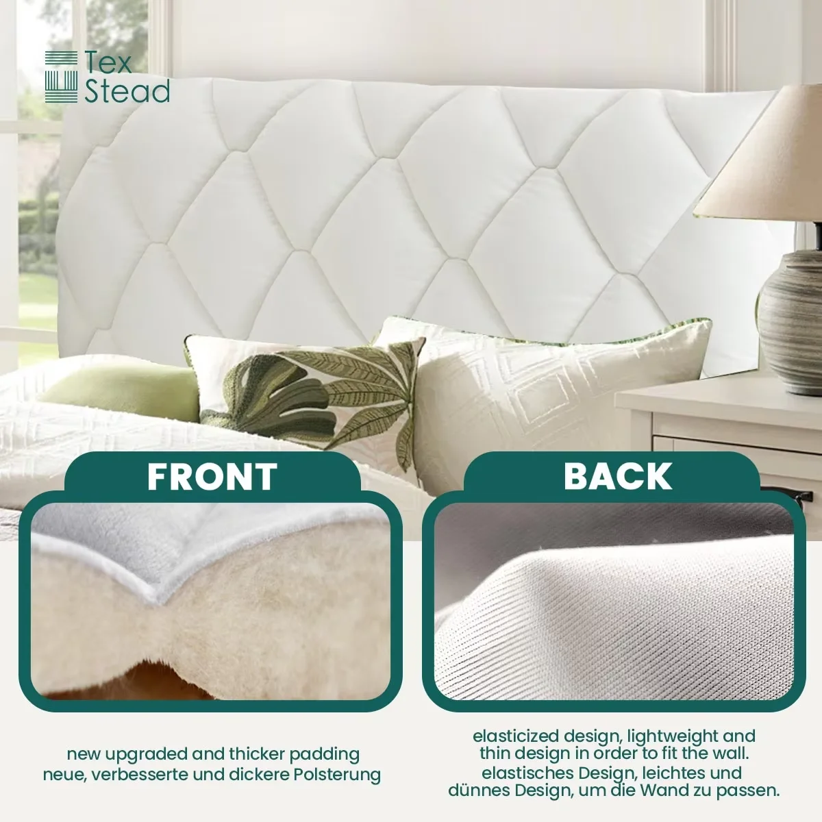 Holland Velvet Headboard Cover,Large Rhombic Lattice All-inclusive,Bed Head Dust Protector,Soft Knitted Thick Polyester