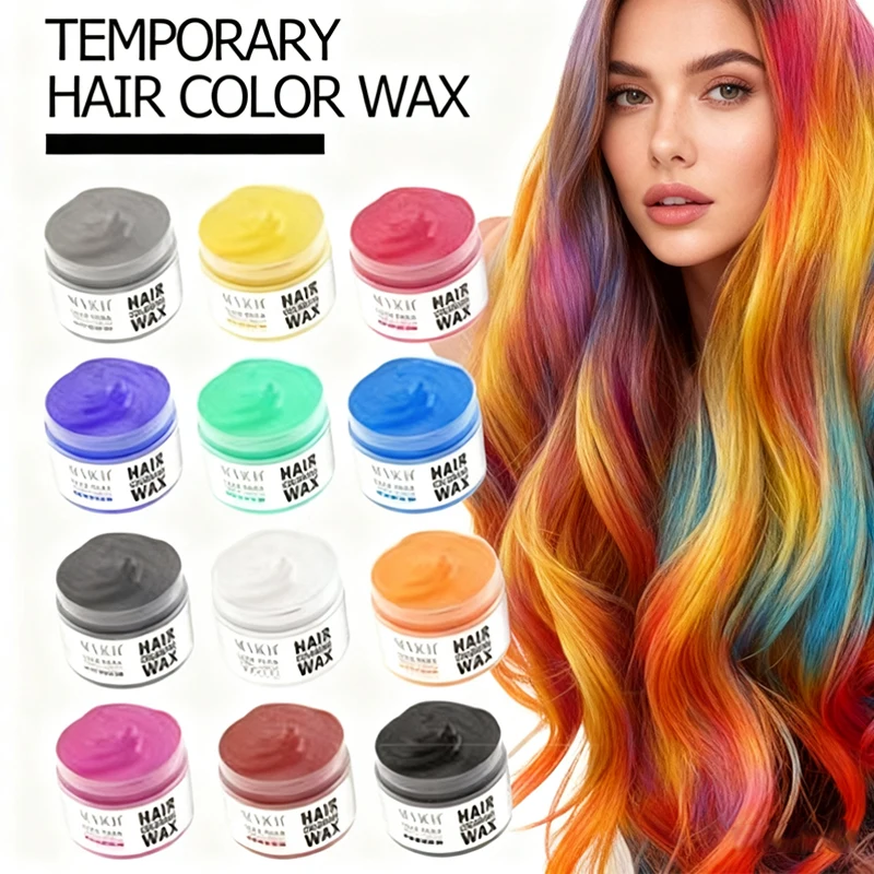 Valentine's Day Hair Color Wax for Men & Women Hair Clay Fashion One-Time Temporary Styling Dye Cream Easy Wash Hair Beard Color