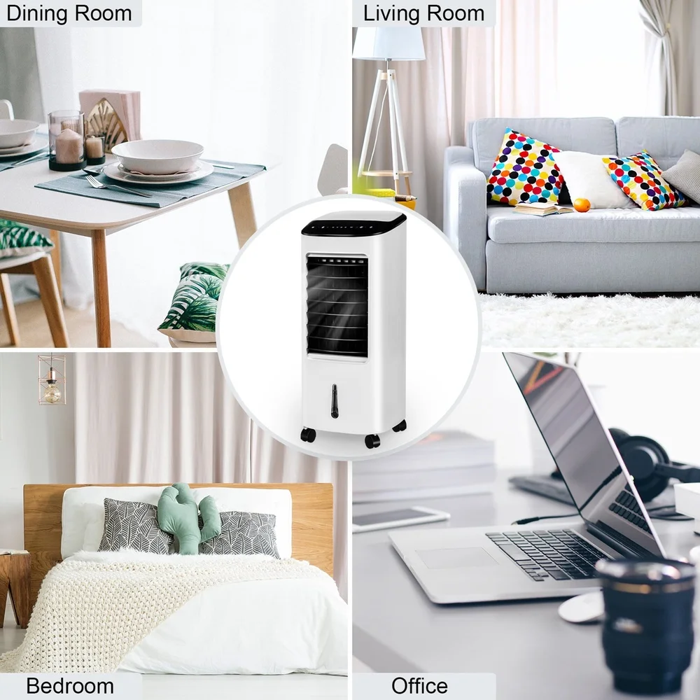 3-in-1 Evaporative Air Cooler Fan with Remote Control 7L Water Tank Timer 3 Speeds Humidifier Home Office Use