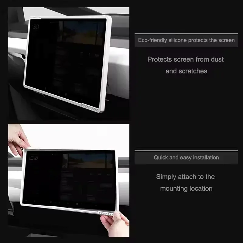 For Tesla Cybertruck 2024-2026+ Center Control Screen Protective Cover Silicone Crash Protection Frame Interior Car Accessories view 3