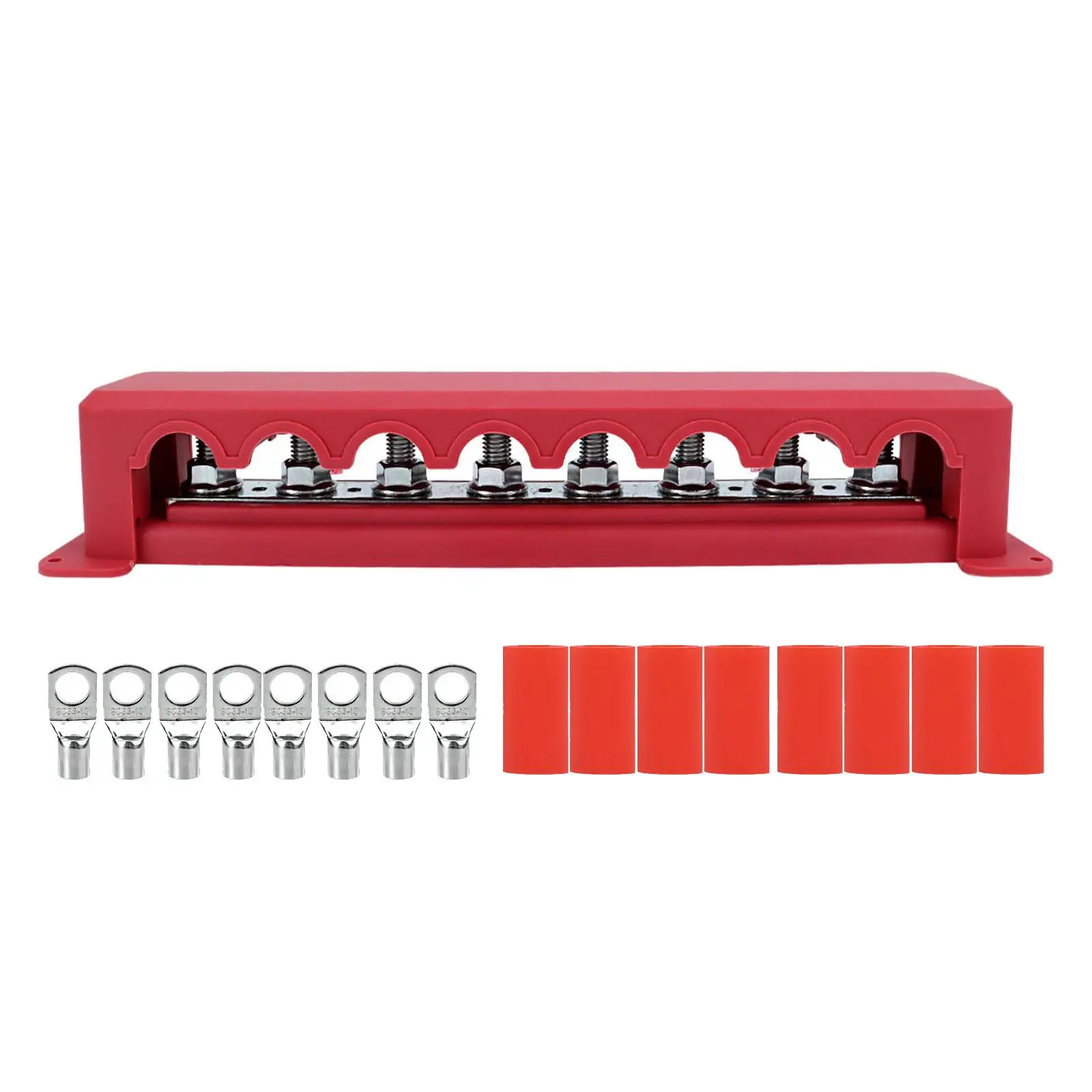 Power Distribution Block Busbars 300A Rail Distribution Block with Cover for Marine Boat Car Solar Wiring