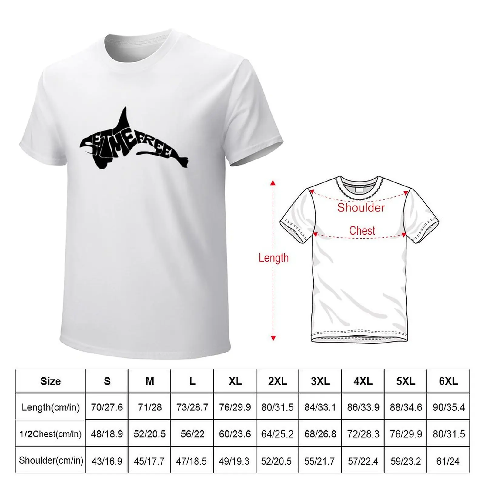 Free Orcas! T-shirt summer clothes anime clothes vintage clothes Men\'s cotton t-shirt