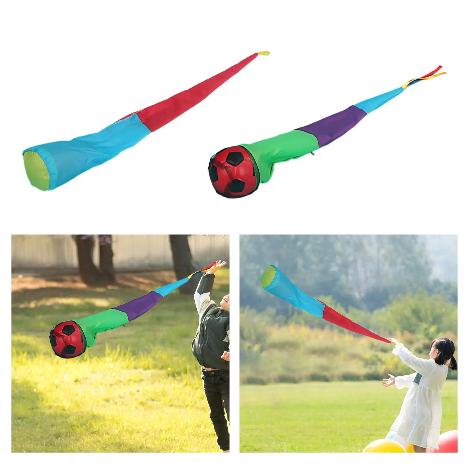 Catch Tail Ball Props para Team Building, Colorido, Treinamento, Hand Throwing, Rainbow Ribbon, Praia, Presente para Meninos e Meninas