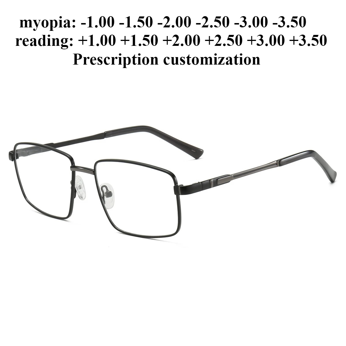 

52-17 New metal rectangular full frame men's flat glasses frame myopia glasses frame customization different degrees