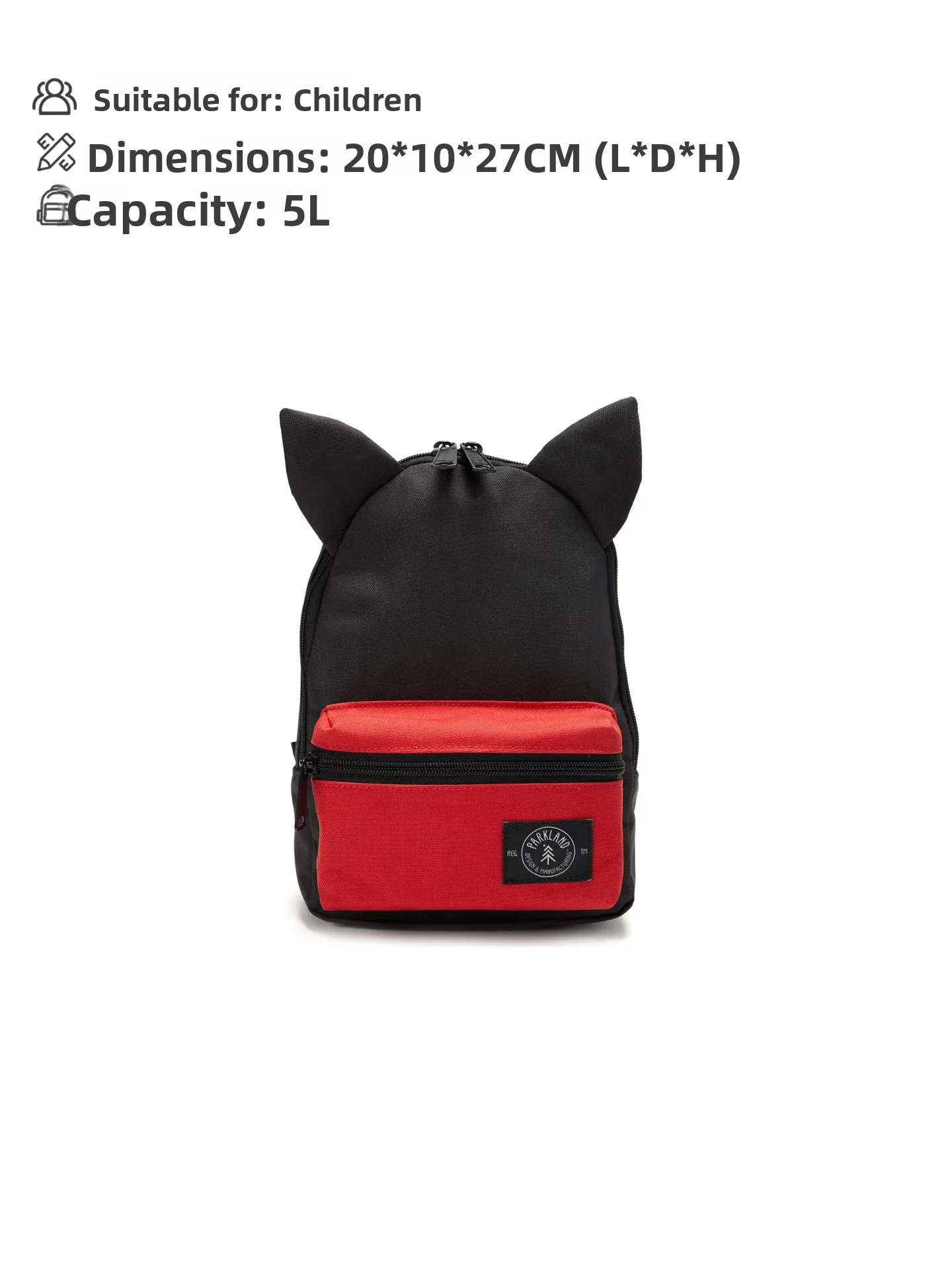 sac-a-dos-enfant-mignon-avec-oreilles-parkland-5l-sac-de-voyage-d'exterieur-sac-a-bandouliere-decontracte-style-simple-sac-de-sport-unisexe-pour-enfants