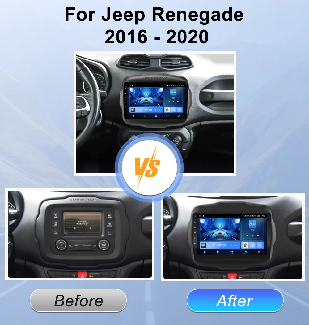 أندرويد 15 راديو السيارة الوسائط المتعددة مشغل فيديو ل Jeep Renegade 2016 - 2020 السيارات ستيريو الملاحة GPS 4G WIFI اللاسلكية Carplay