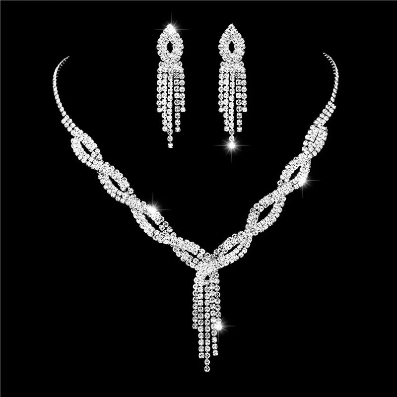 3PC Women's Fashion Copper Inlaid Claw Chain Hollow tassel Necklace Earrings Jewelry Set Wedding Banquet Party Holiday Gift