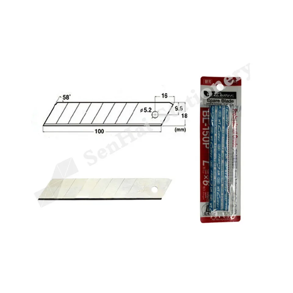 일본 NT 커터 BL-150P 교체 블레이드, J300, L500, L550, L2000 용, 로트당 120 개 (58 도, 18mm 폭)