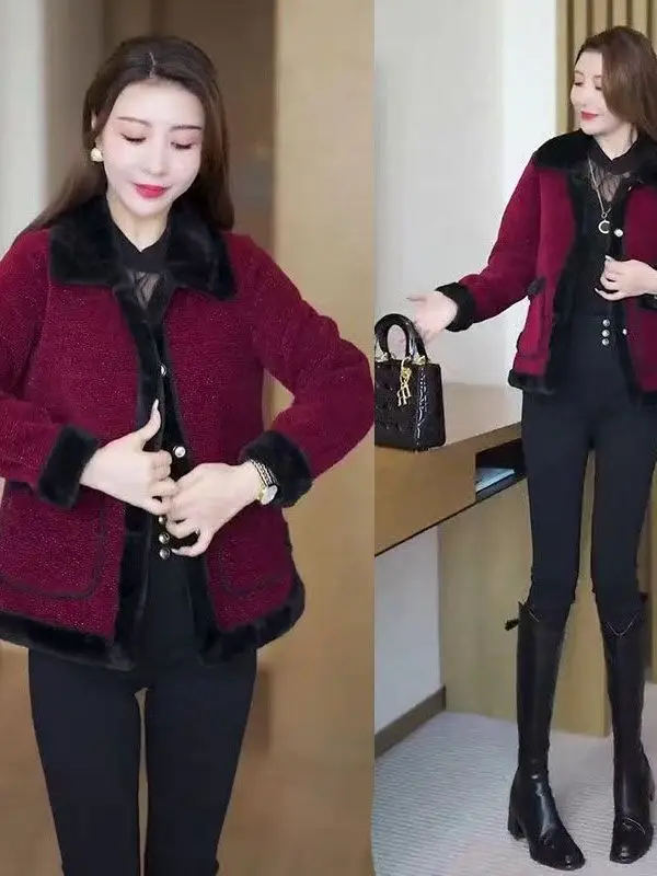 

Thiened Fce ort Jaet Женское модное осенне-зимнее новое универсальное пальто для похудения с высокой талией, корейская версия, длинное...