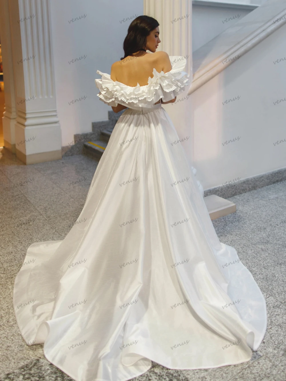 Einfache Satin Brautkleider A-Linie Brautkleider von der Schulter elegante Roben für formelle Party boden länge vestidos de novia