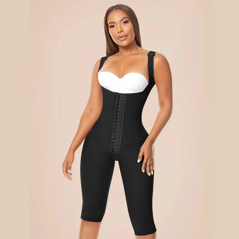 

Fajas Colombianas High Compression Shapewear Fabric Abdominal Control Adjustable Shoulder Clasps Bodysuit Postpartum Body Shaper