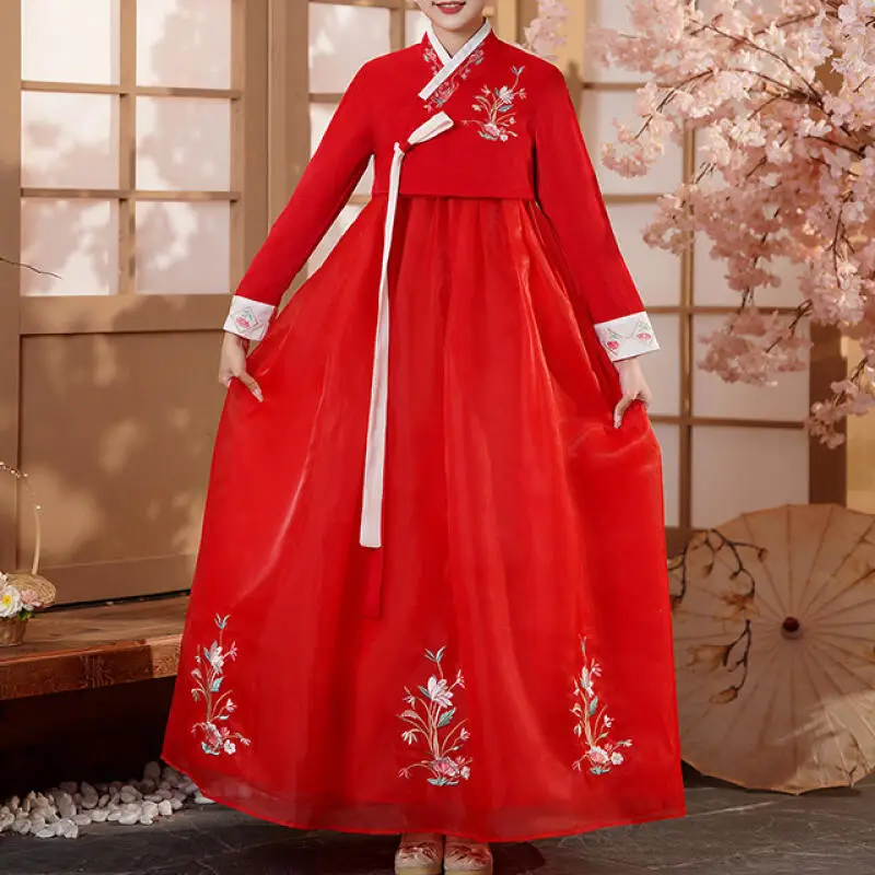 

Hanbok Women Embroidery Derss Traditional Costume Minority Palace Dance Performance Court Clothes Fairy Party Wear 2Pcs ﻿