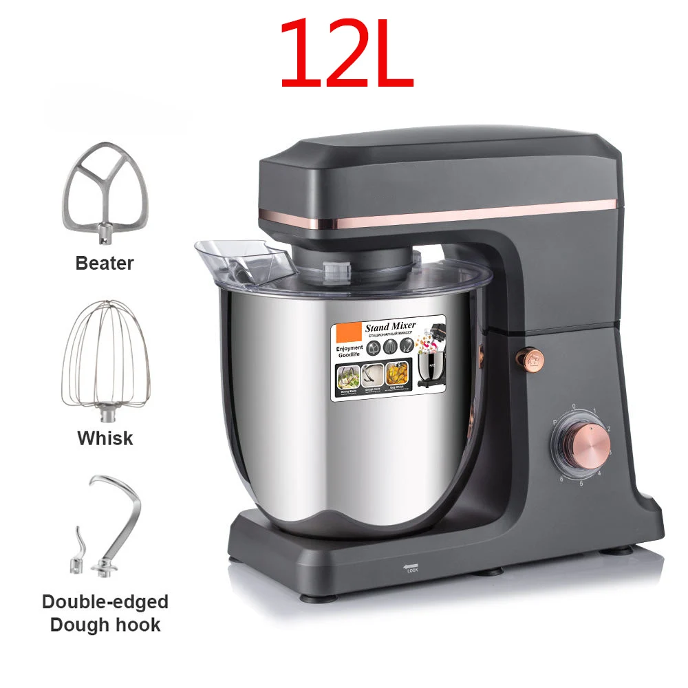 Home Kitchen 12L Planetary Electric Food Mixer Standing Dough And Cake Mixer 2000W 3 In 1 Stand Mixer