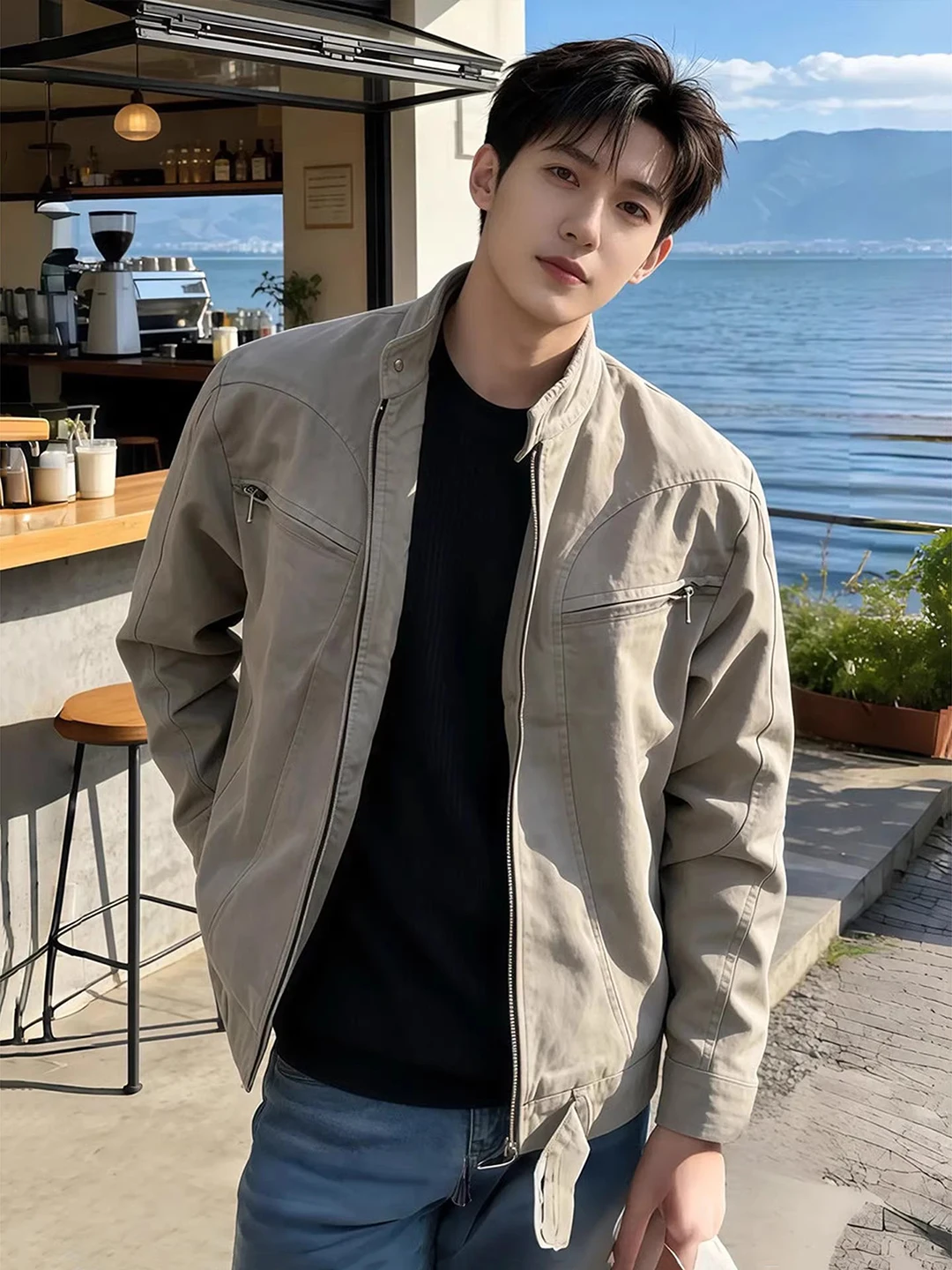 

Мужская весенняя куртка-харрингтон i Color Deconstructed Workwear Cleanfit с воротником-стойкой, премиум-класса