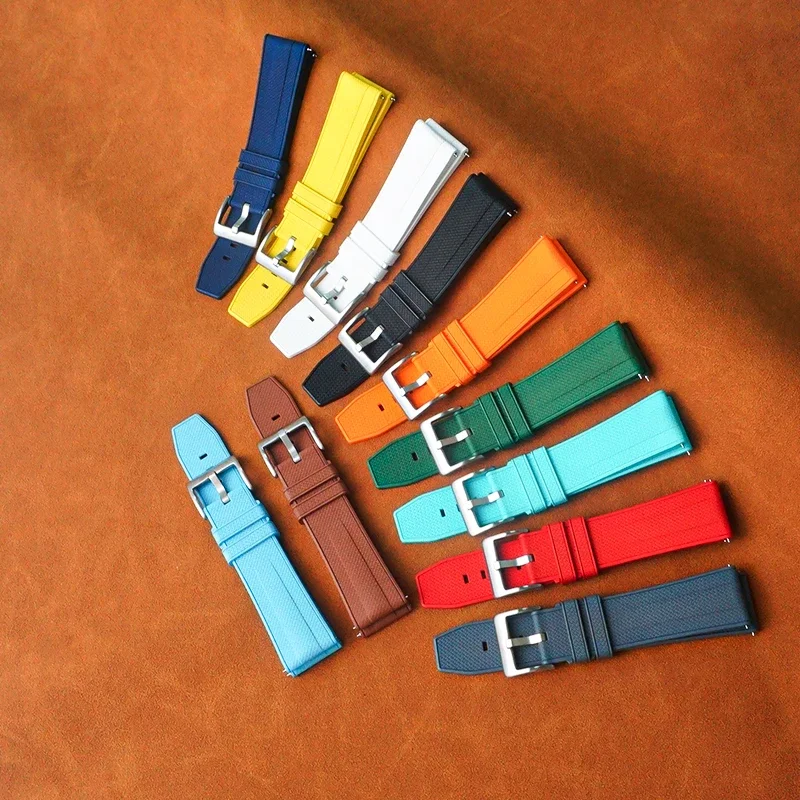 Nueva correa de reloj de goma fluorada para Seriko Blancpain Tudor 20mm 22mm con estampado de tela vela FKM correas de reloj de goma hombre buceo impermeable