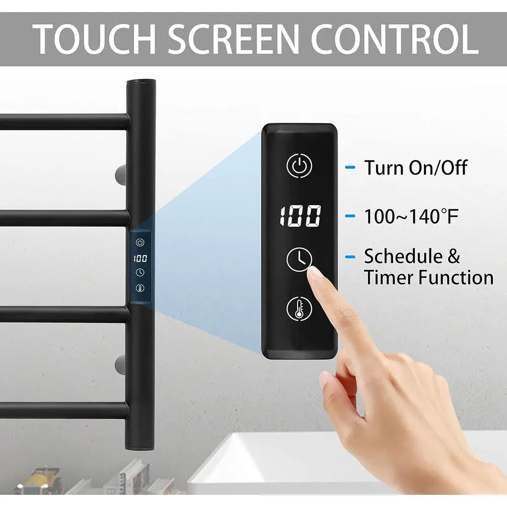 KEG 스마트 와이파이 타월 워머 벽걸이형 내장 타이머 및 온도 조절 기능, 4바 전기 스테인리스 스틸 히터