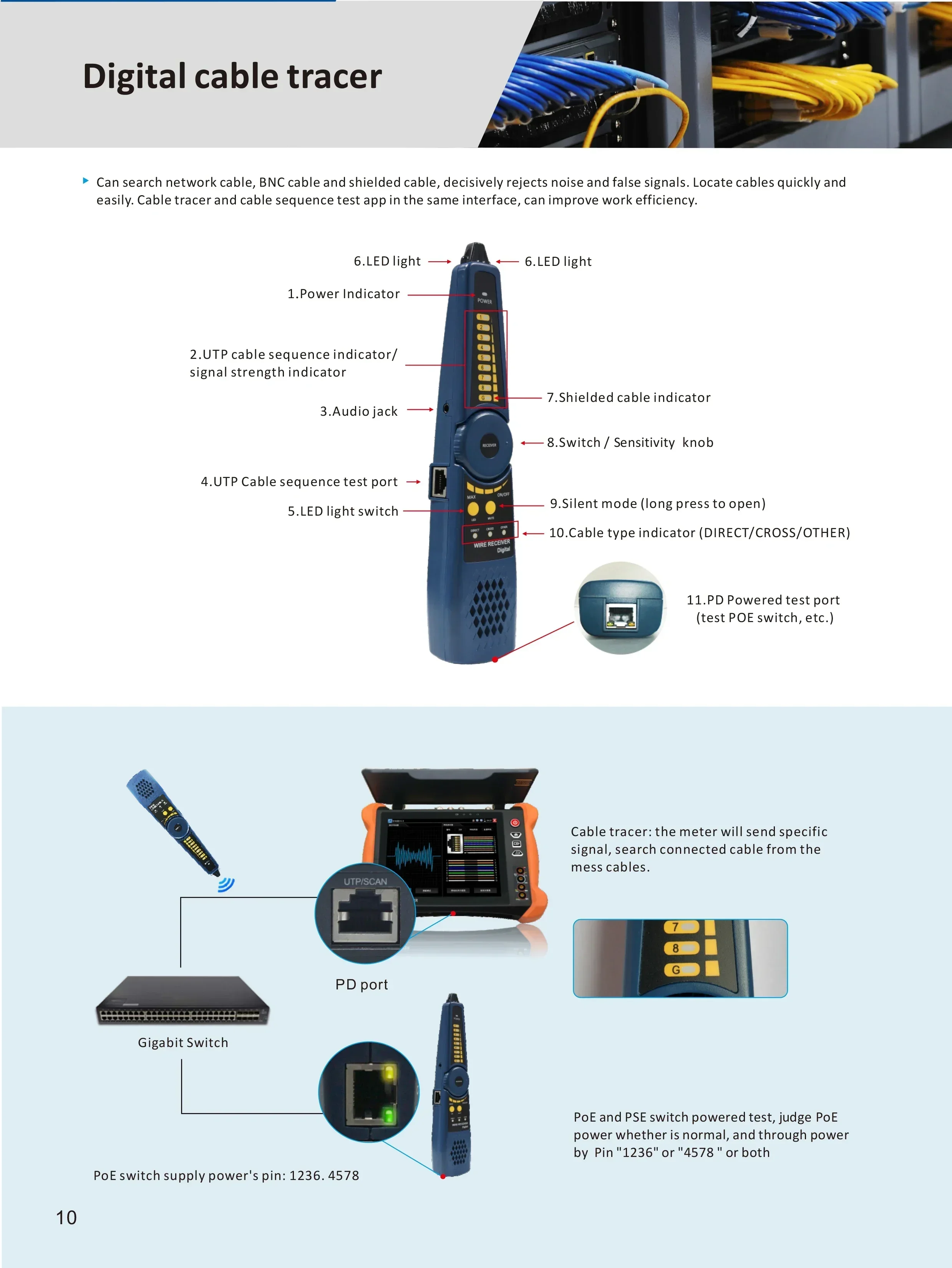 CCTV-Tester-Monitor X9 MOVTADHS Volle Funktionen H.265 AHD SDI CVBS TVI CVI IP-Kameratester mit TDR-Kabel-Trace-Multimeter