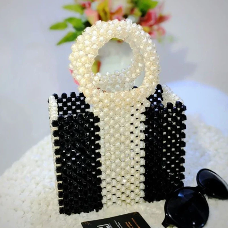 Custom Color Square Bead Designer Ins Women's Bag New Handmade Bead Ladies Handbag 2024 Summer Fashion Banquet Luxury Bags