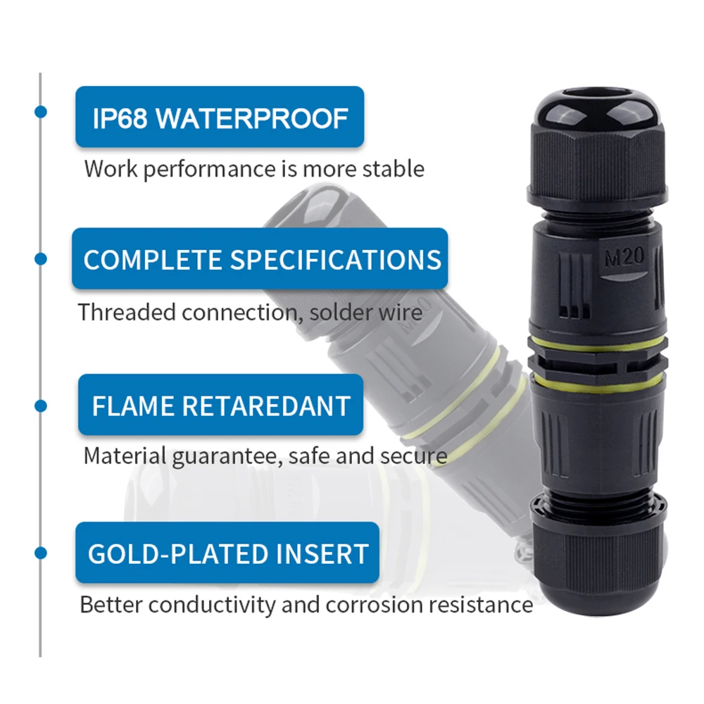 IP68 M20 Waterproof Outdoor With Lever Quick insertion Wire Connector 2/3 Pin Wiring Terminal For Electrical Light Junction Box