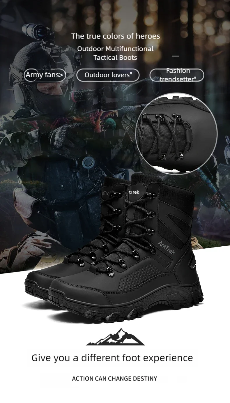 Wilde Trainingsstiefel für Herren, vier Jahreszeiten, rutschfeste, wasserdichte Outdoor-Stiefel, modische Komfort-Dschungel-Wandersneaker-Stiefel – Detail 6