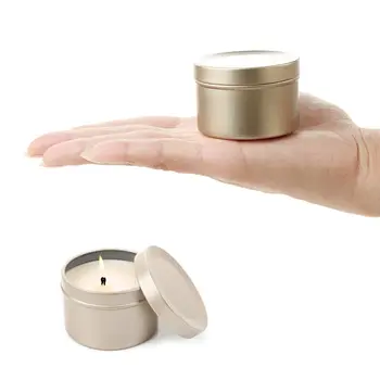 24 prázdných dóz na svíčky, zlaté kulaté kovové plechovky s víčky pro výrobu svíček, umělecké řemeslné skladovací nádoby na svíčky pro kutily 10 nejlepší prodej plechovky na svíčky - №7