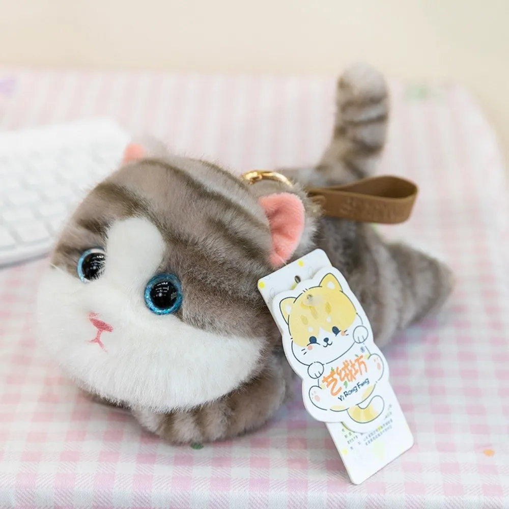 New Realistic Kitten Shape Cat Keychain Sitting Cat Lying Cat Keychain Cute Furry Cat Pendant For Bag Decoration