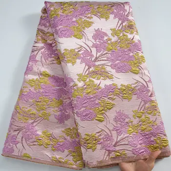 2025新非洲錦緞蕾絲布料,尼日利亞法式薄紗提花蕾絲,5碼長,適用於縫製女士派對禮服 A3326 8 最佳銷售 尼日利亞錦緞布料 - №5