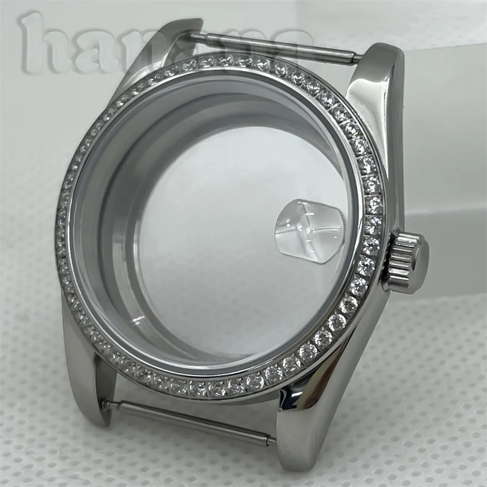 Корпус из сапфирового стекла серебристого/золотого/розового золота 36/39 мм Корпус с бриллиантами подходит для механизмов NH34 NH35A NH36 NH38 NH39 NH70 NH72 PT5000