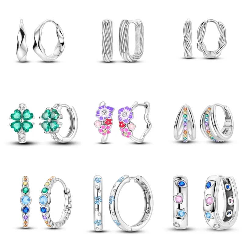

Earrings For Women Silver 925 Fashion Four-leaf clover Earrings Cubic Zircon Ear Studs Silver 925 Original Jewelry Gifts