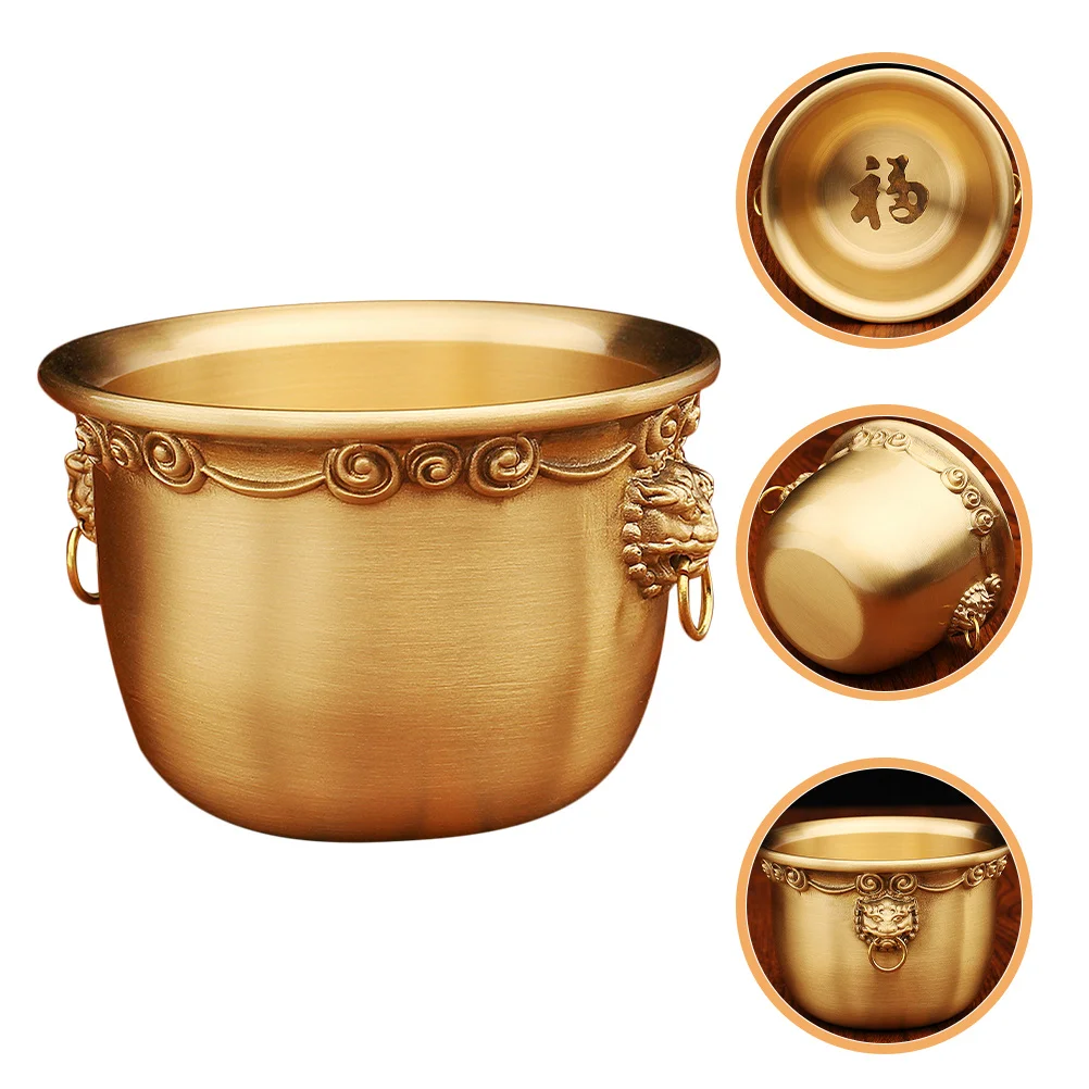 

Brass Lion Head Treasure Basin Pure Copper Feng Shui Decor Wealth Symbol Small Decorative Bowl Buddhist Supplies