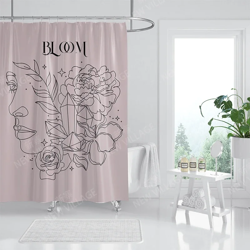 home shower curtains for bathroom Morandi lines and flowers waterproof fabric bathroom Curtains modern shower curtain 180x200