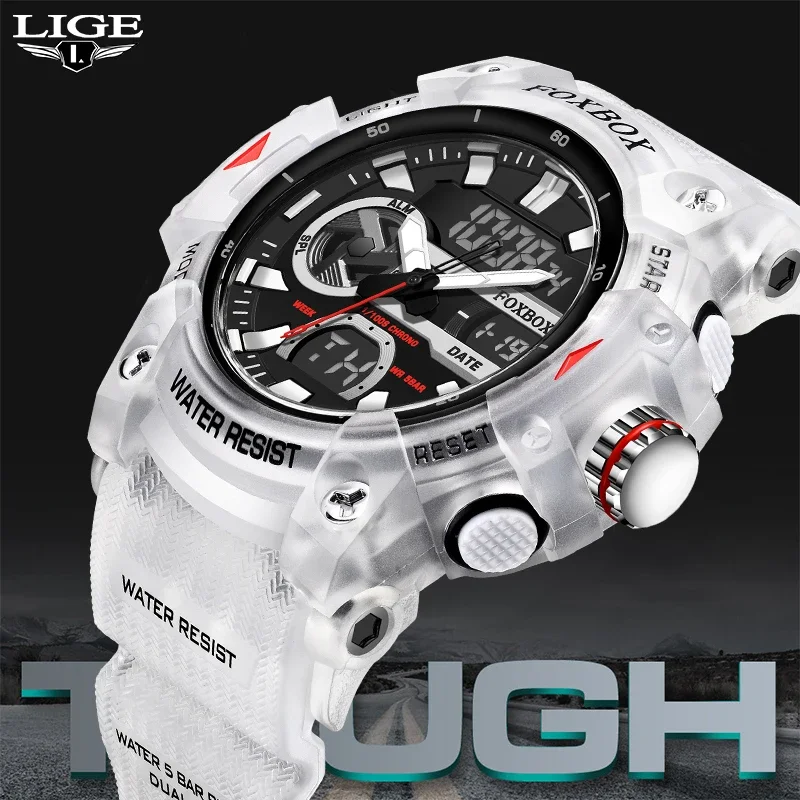 FOXBOX Electronic Man Watch Outdoor Vintage Auto Date Week Casual Sport Clock Waterproof Luminous Digital Watches Male Alarm NEW