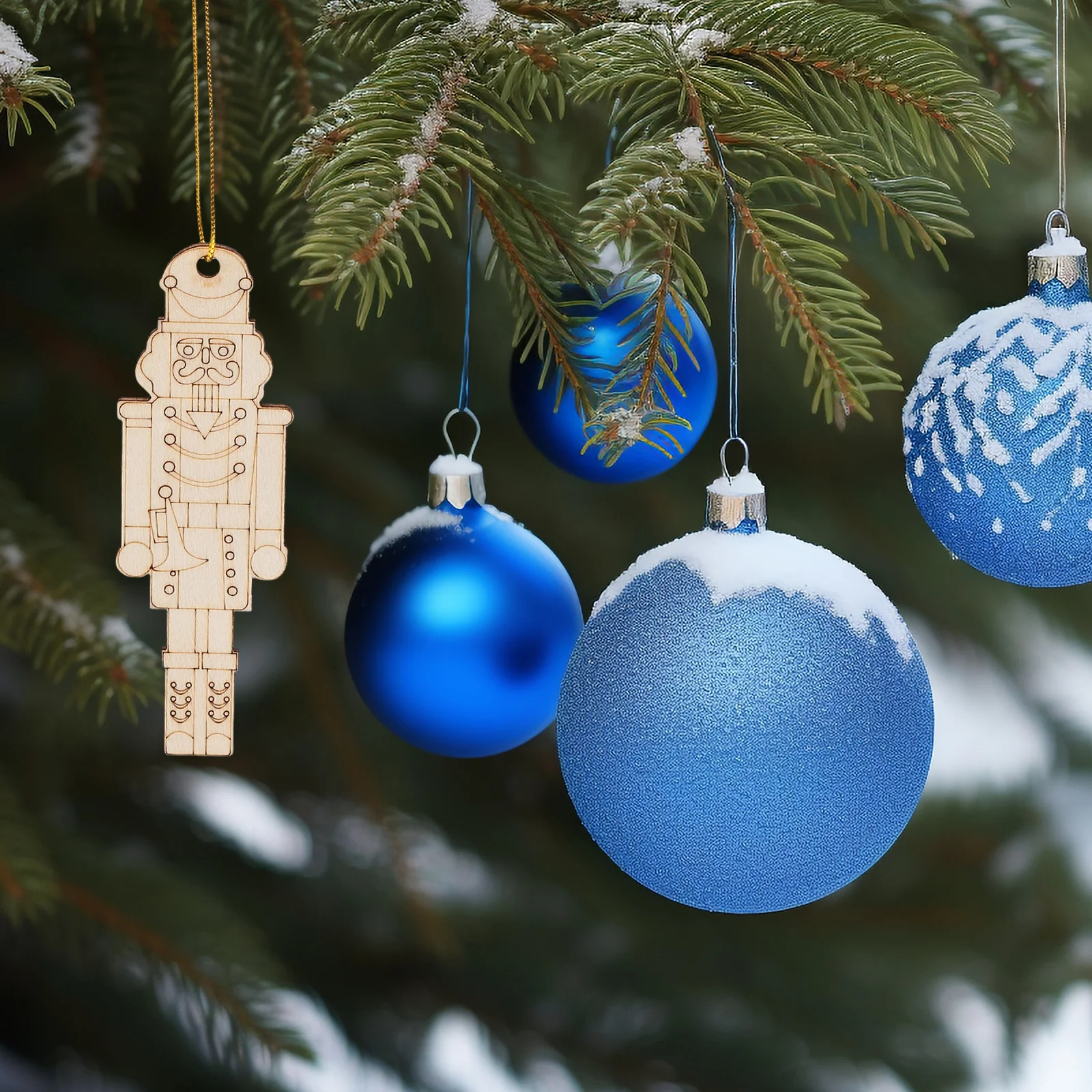 

12Pcs Nutcracker Wood Cutouts Christmas Tree Embellishment Lightweight Uncolored Wood Slices for DIY Projects Xmas Wooden Chips