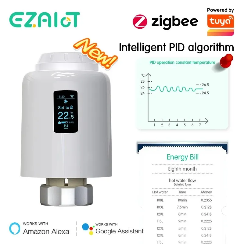 ZigBee TRV WiFi Radiator Thermostat Valve Tuya Smart Life Room Temperature Heating Controller Actuator Voice Google Alexa Home