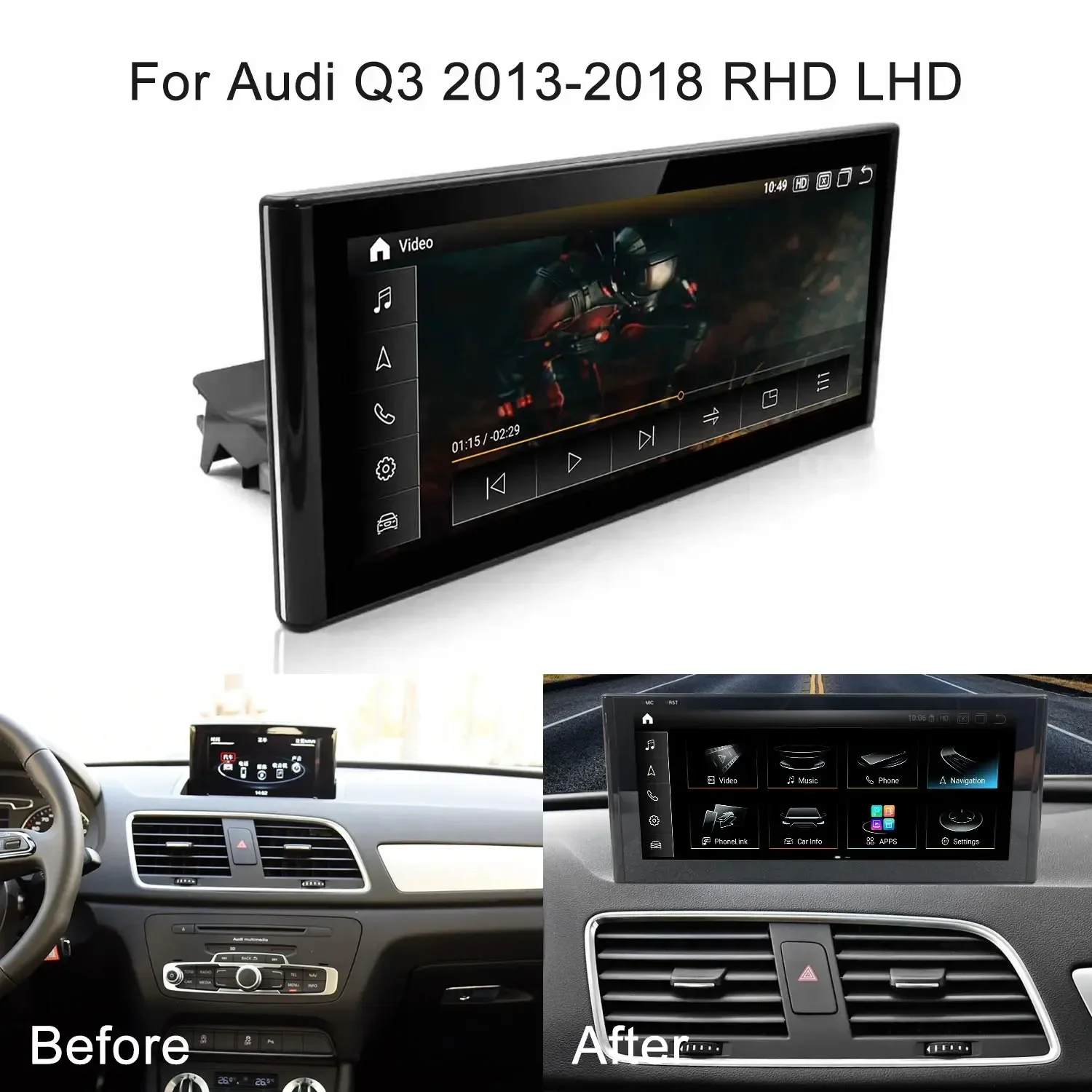 Ugode Android 13 qualcomm 680 auto multimediální rádio video hráč pro audi Q3 2013-2018 RMC MMI 3G GPS navigace Carplay obrazovka