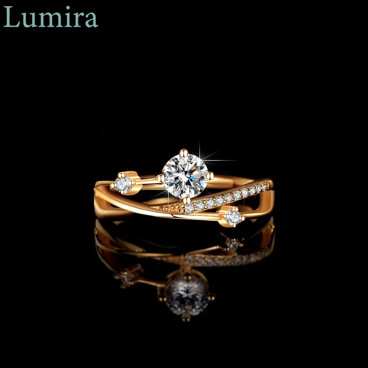 Lumira Four-Prong Moissanite 18K Rose Gold Ring for Women with Crossed Vine Design1 Carat Diamond Bridal Band Jewelry
