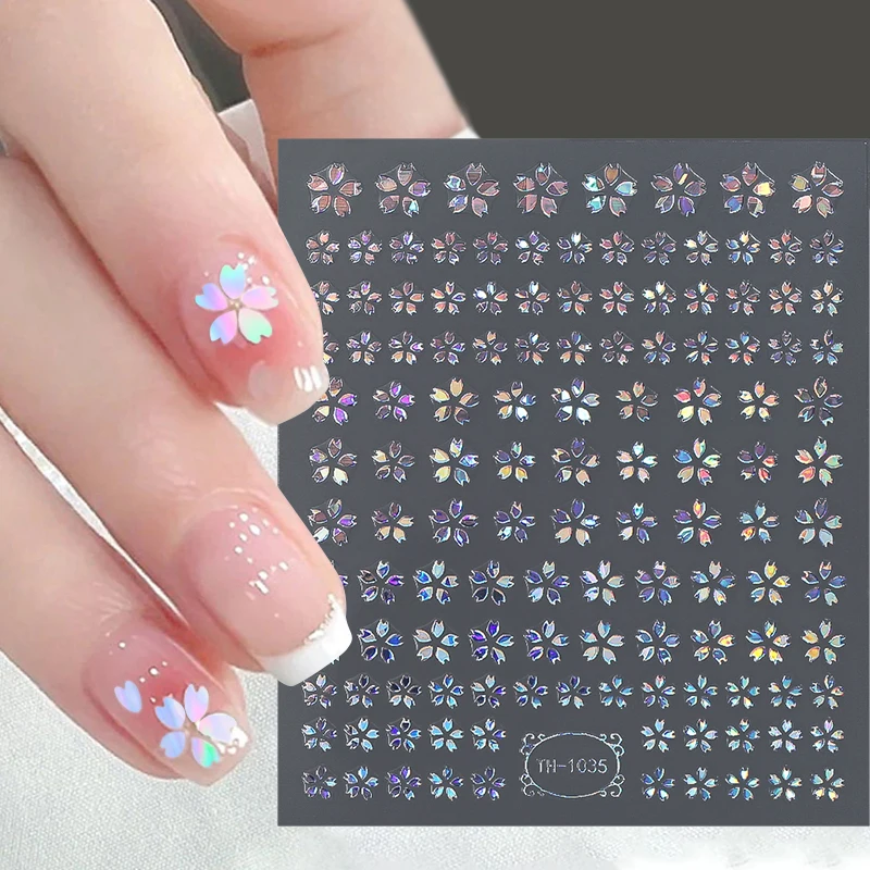 3D oro argento stella semplice foglia Nail Art adesivi fiore elegante oro rosa argento specchio stile autoadesivo Manicure decalcomania per unghie