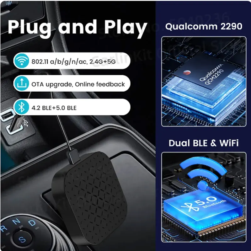 WiFi Wireless CarPlay Android 11 Ai Mini Box Wireless Android Auto Adapter Dongle Support Online Watching Video Auto Connect Box