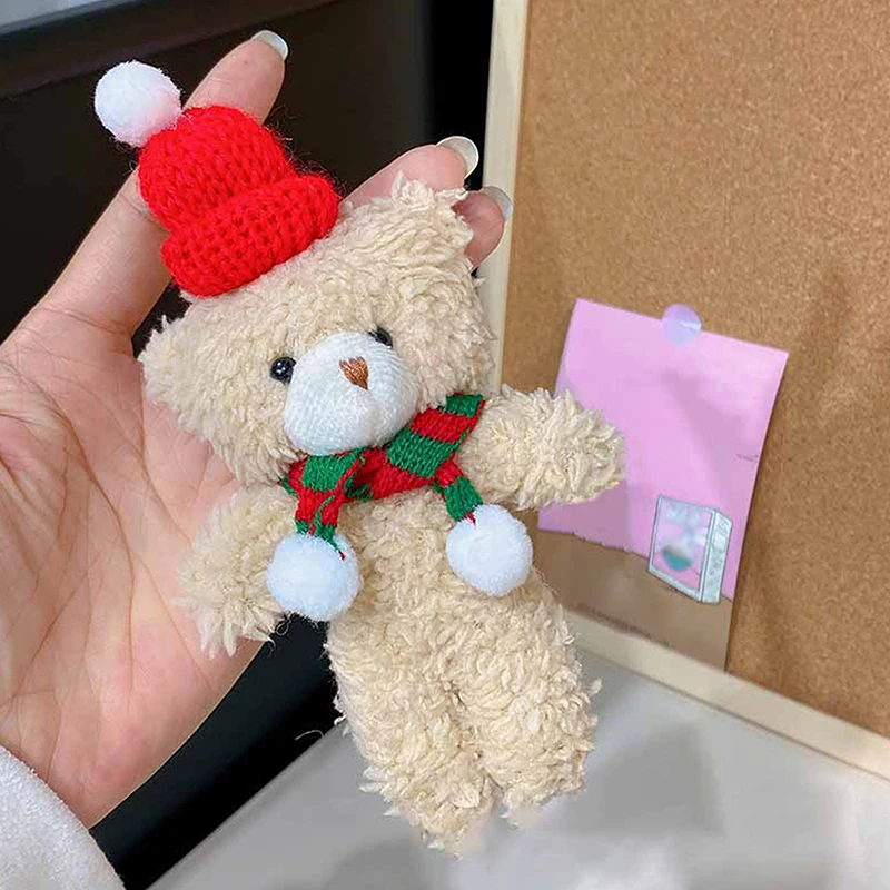 Kawaii Christmas Bear Keychain Cartoon Cute Plush Bear Pendant Children Toys Fashion Backpack Decoration Accessories Gifts