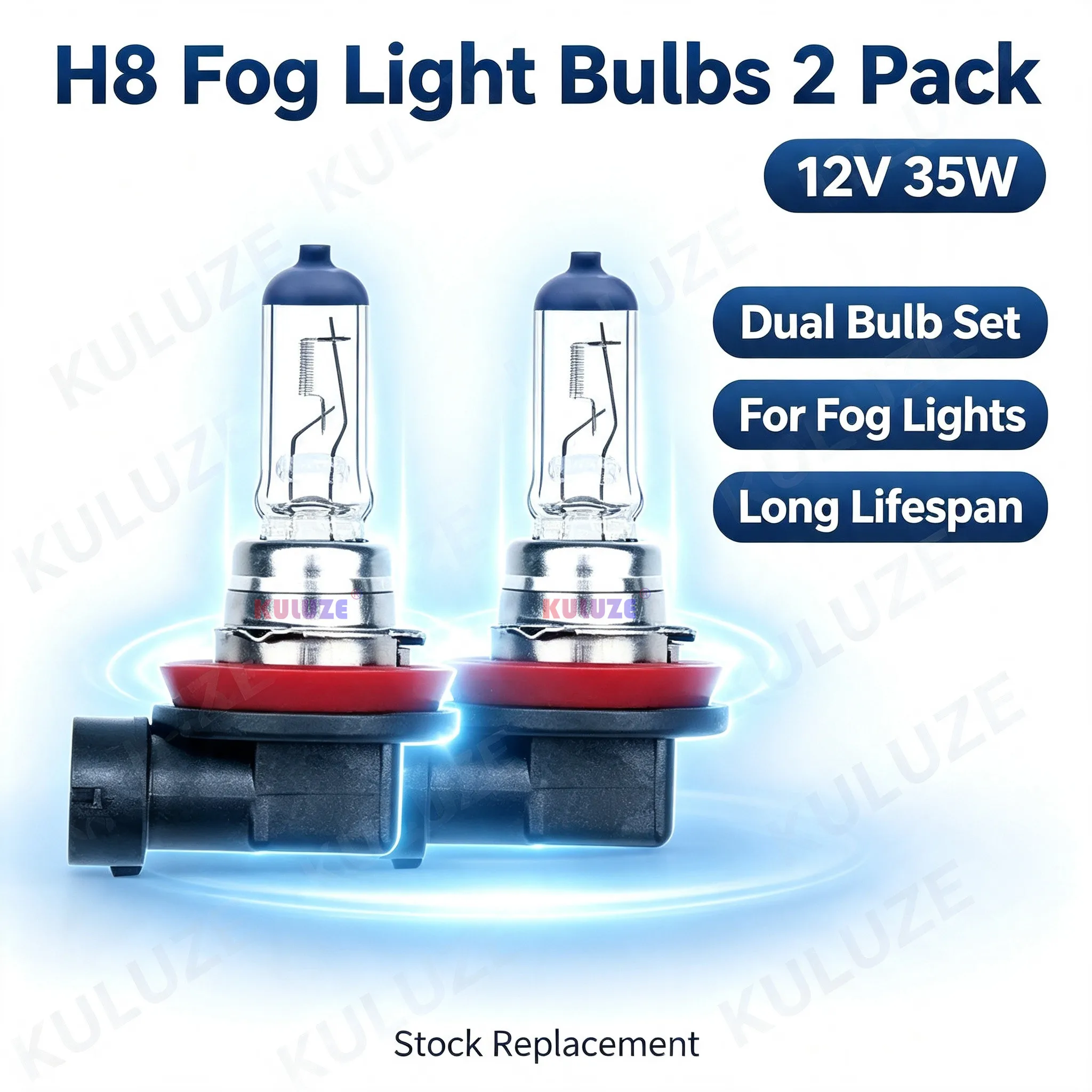 2pcs H8 12V35W UV Quartz Fog Lamp 3200K Clear Bright Halogen Halogen Car Bulbs