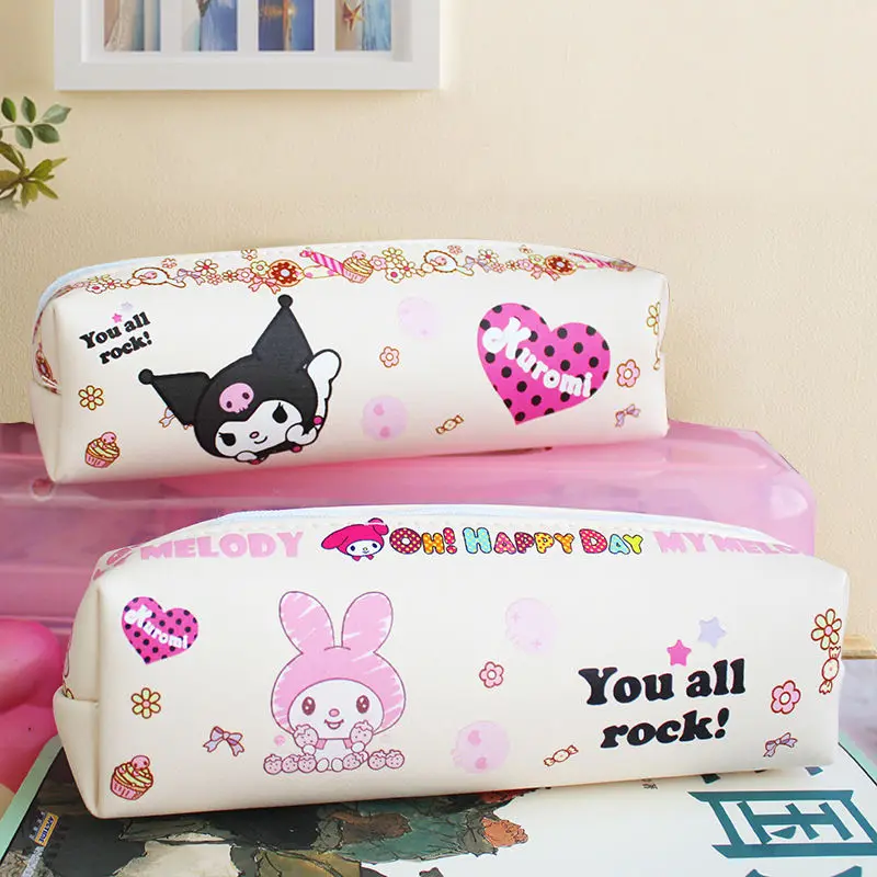

2024 Sanrio My Melody Pen Bag Kawaii Anime Figure Kuromi Large Capacity Stationery Bag Cartoon Cute Makeup Bag Girl Pencil Case