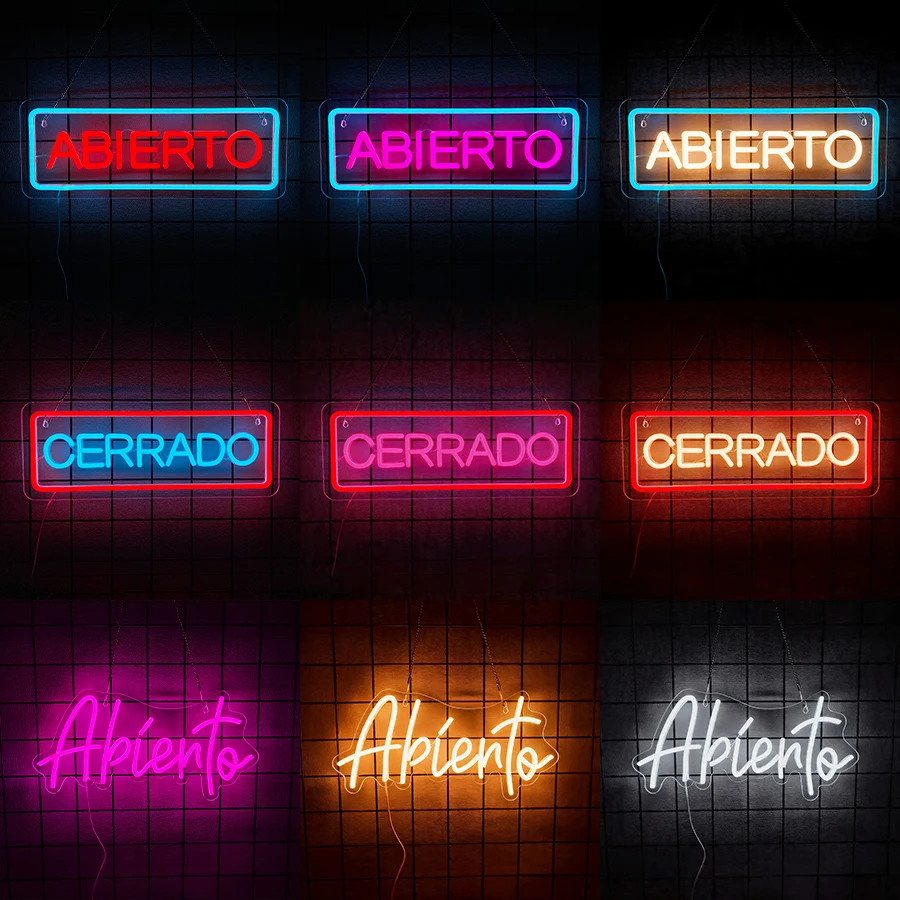 Letreiro Neon Aberto, Luz LED Neon para Bar, Restaurante, Cafeteria, Salão, Loja, Negócio, Exibição em Parede/Janela, Alimentado por USB
