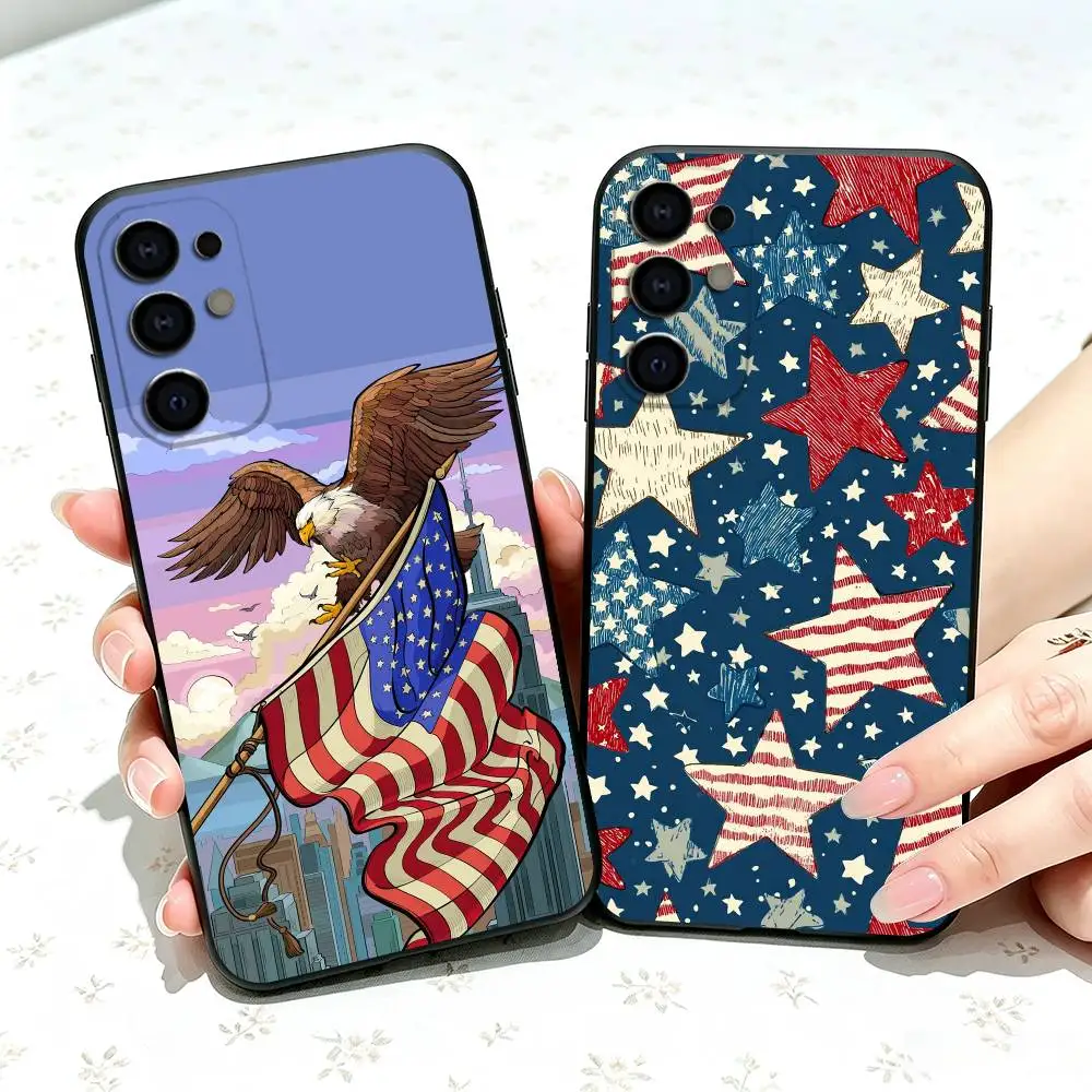 USA A-American Flag  gift Phone Case For Samsung S25,S24,S21,S22,S23,S30,Ultra,S20,Plus,Fe,Lite,Note,10,Black Cover