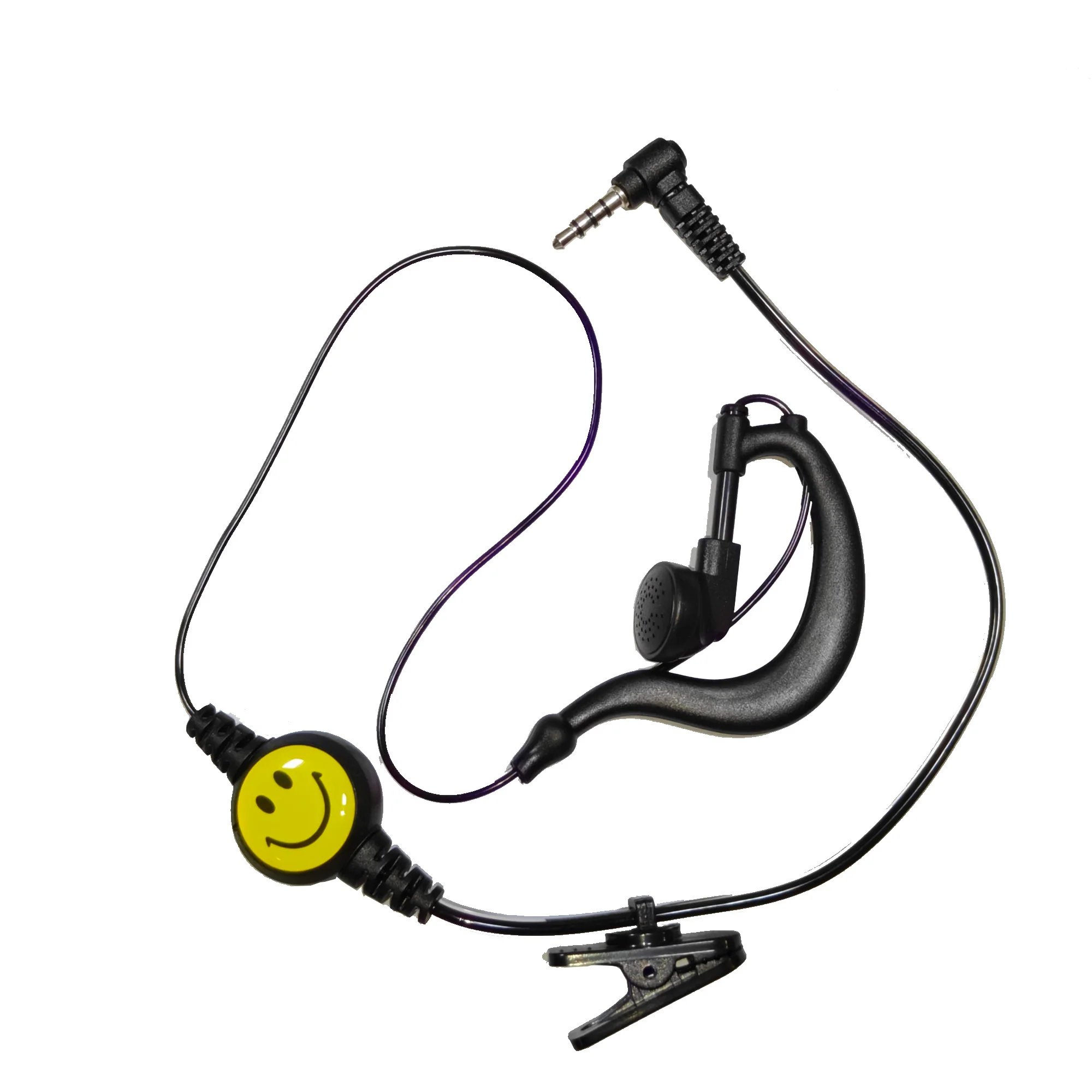 3.5mm L Shape Elbow Plug Walkie Talkie Headset Smiley PTT Ear Hook Earpiece Mic Single Pin for Mini Handheld Radio