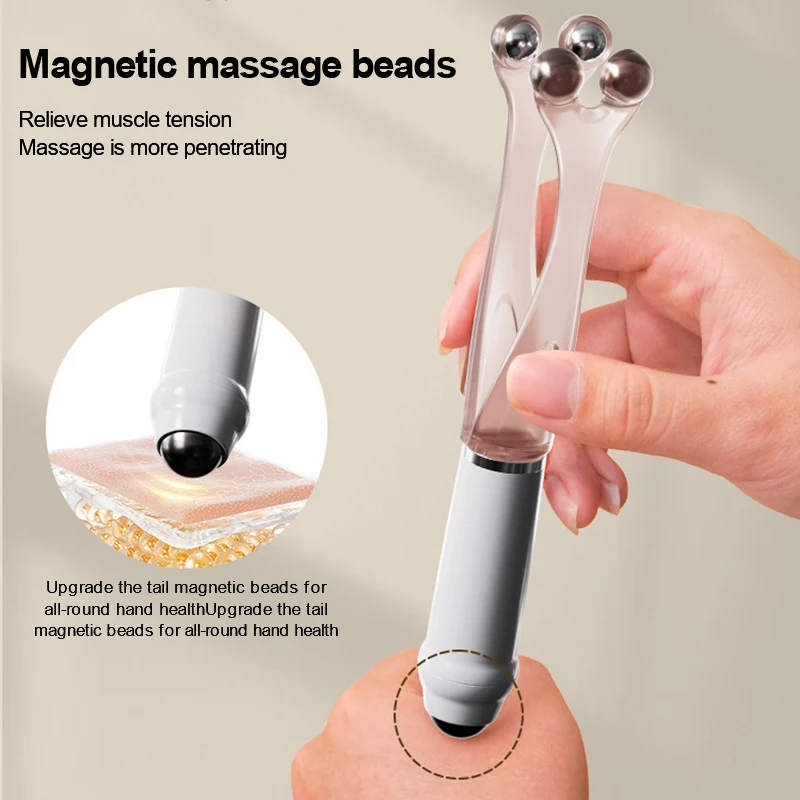 【B】5Bead Handheld Finger Massager Roller Hand Acupuncture Points Massager Relaxation  Health Care Massage Tool