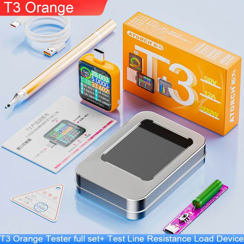 T3 Touch-Control Gravitationssensor Digital-Voltmeter Amperemeter Hochpräziser Leistungskapazitäts-USB-Tester für Typ-C-Telefonladegeräte