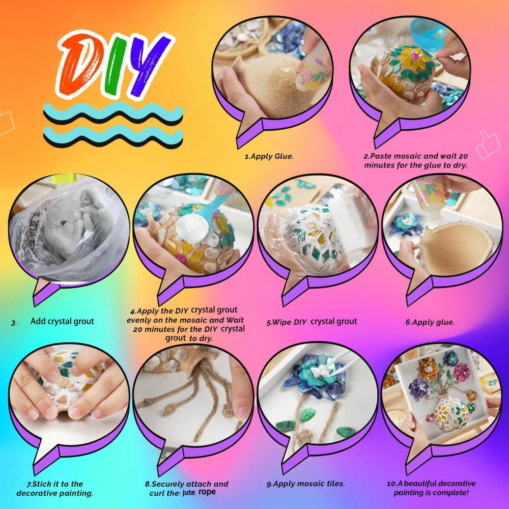 DIY Sparkling Colorful Bulk Crystal Mosaic Craft Kit Fun Arts Handcrafts Home Decor 3D Painting Ceramic Vase Hobbies Adults Gift