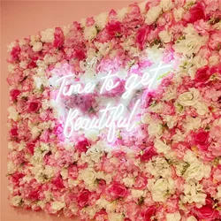 Pink Silk Rose Flower Wall Artificial Flower Backdrop Panel for Wedding Baby Shower Birthday Home Party Decoration Room Decor